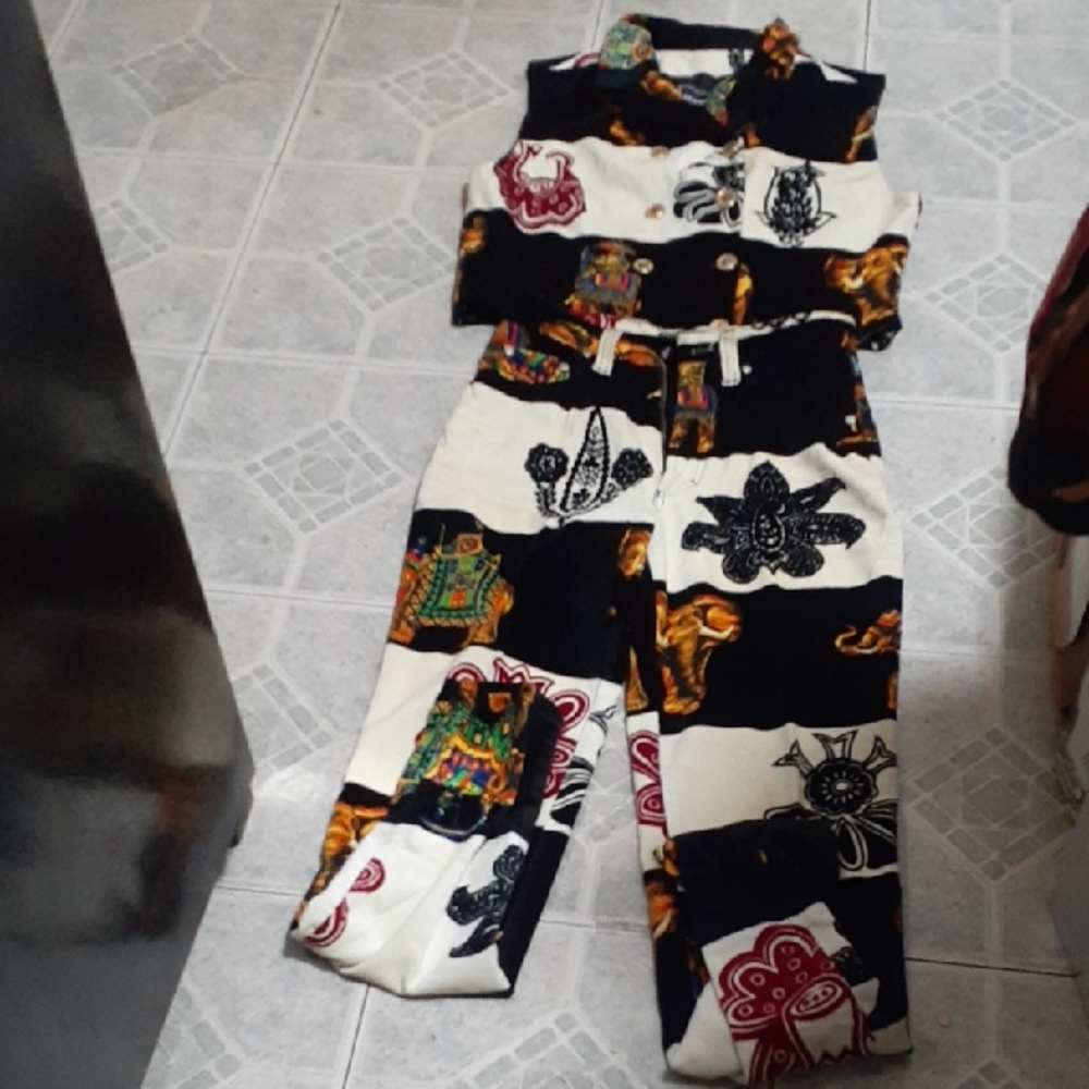 Authenic ! Versace Multicolor Patterned Vest And … - image 1